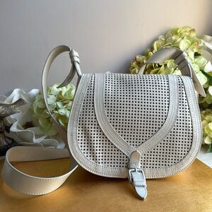 Just Cavali Crossbody Saddle Bag in Bone Leather